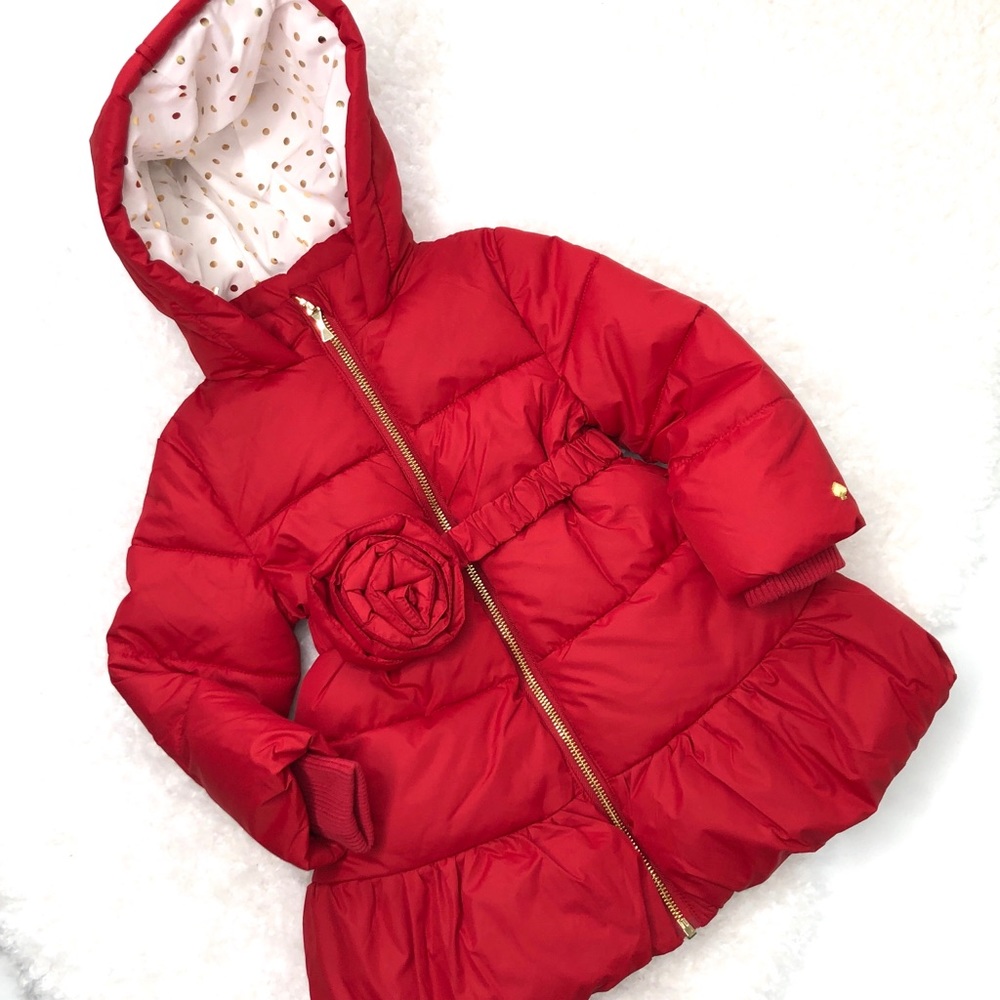 NWT Kate Spade Girl’s Rosette Puffer Jacket - Picture 1 of 5